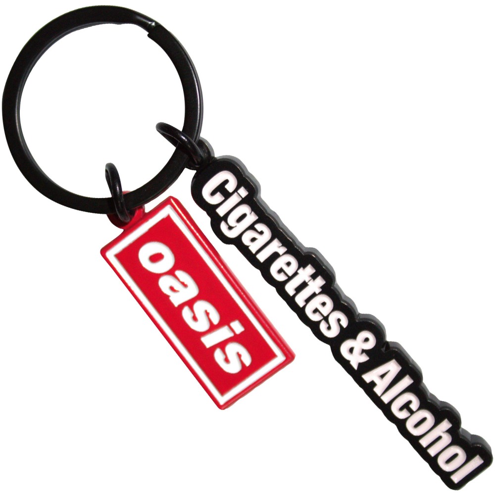 Oasis - Cigarettes & Alcohol Red Decca Logo Charm Keychain - Black/Multicolours